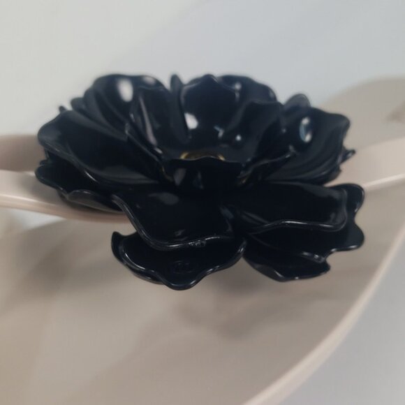NEW MELISSA HARMONIC BLACK FLOWER BEIGE JELLY FLIP FLOP THONG SANDALS WOMEN'S 7 - Picture 10 of 15